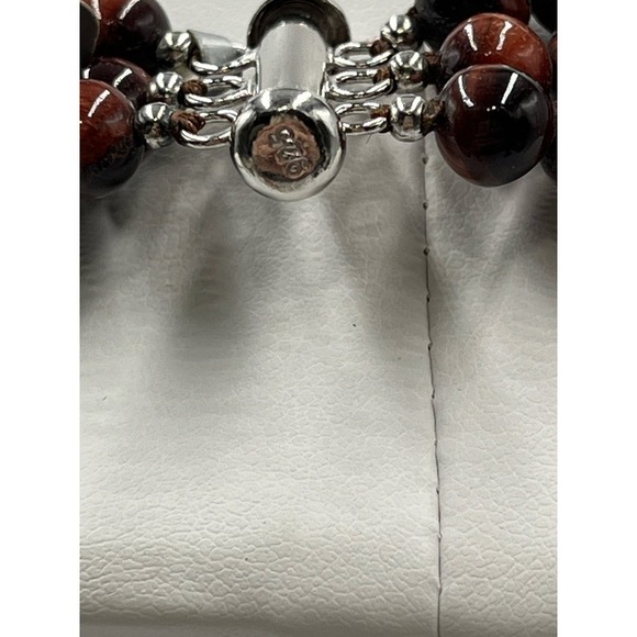 Red Tigers Eye Triple Strand Layered Sterling Silver Necklace New - Picture 9 of 16